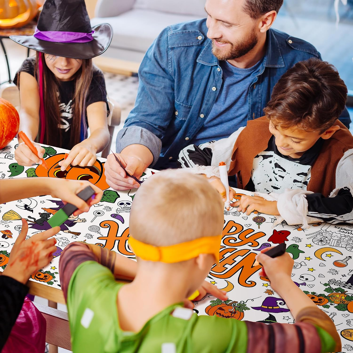 Jumbo Halloween coloring banner with themed artwork