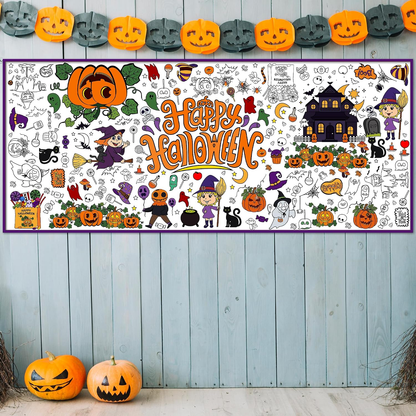 Large Halloween coloring activity poster for children