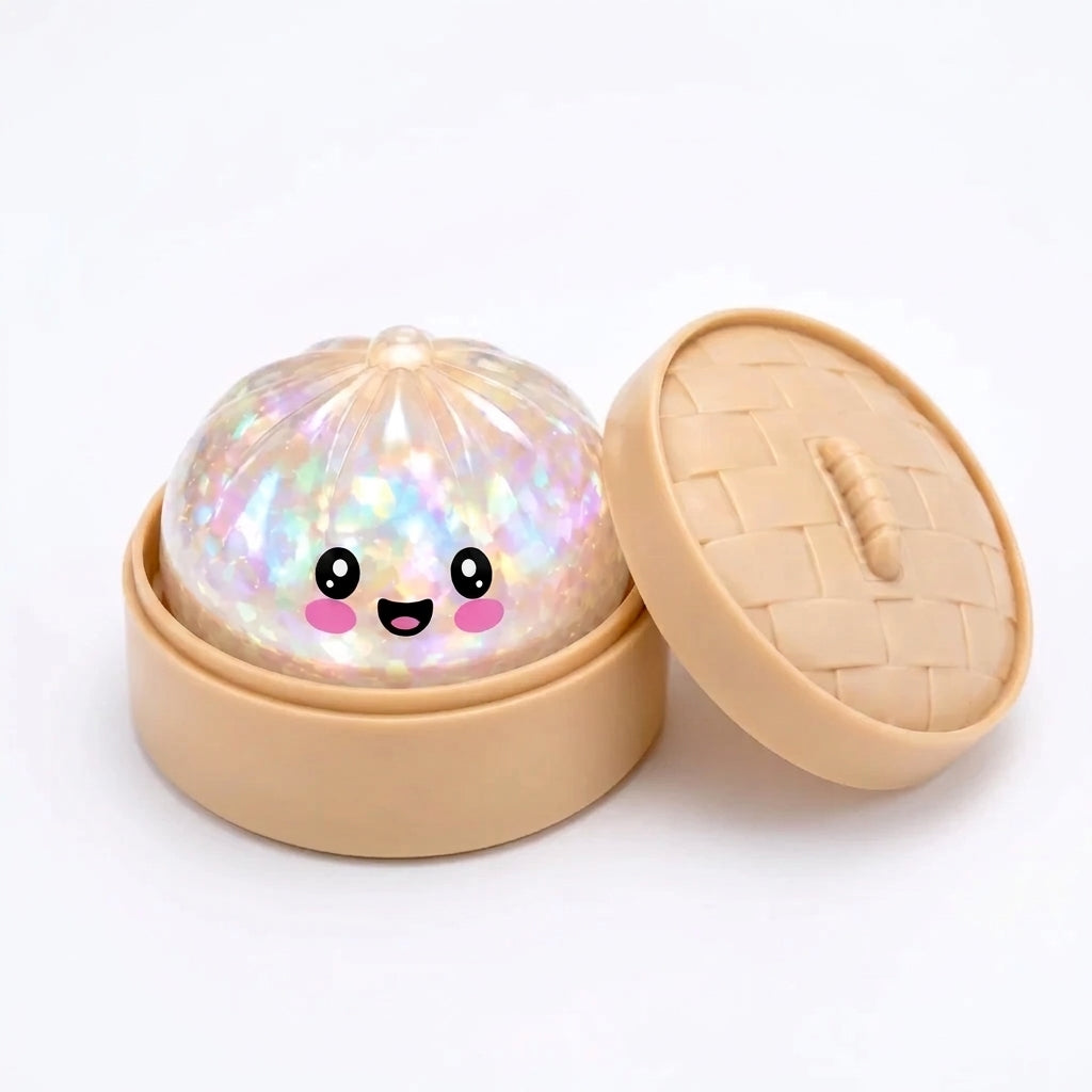 Glitter dumpling squishy mystery box with UV color-changing toy inside