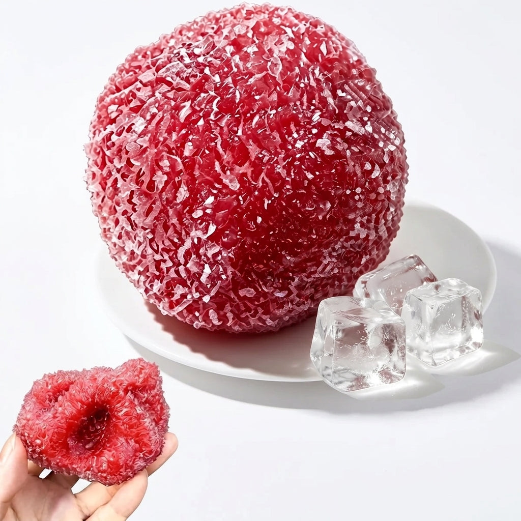 Red crunchy squishy stress ball with soft textured design for adults