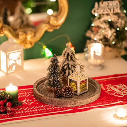round Wooden Candle Tray: Rustic Decorative Coffee Table Tray ,11.8"
