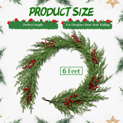 LED Christmas Norfolk Pine Garland Artificial Real Touch Garland for Mantle