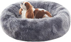 Donut Dog Bed for All Dogs Calming Plush Washable Round Bed 