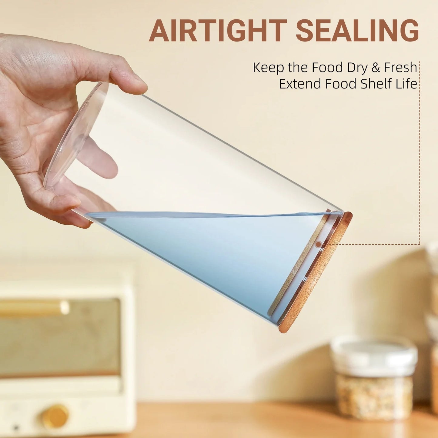 Glass Jar with Bamboo Lid: 6 Pack 25Oz Airtight Food Storage Containers, Kitchen and Pantry Organizer for Coffee, Sugar, Flour, Candy, Pasta, Cereal, Tea, Nuts, Cookie, Spice