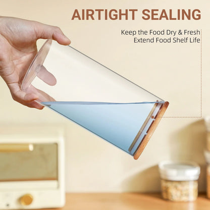 Glass Jar with Bamboo Lid: 6 Pack 25Oz Airtight Food Storage Containers, Kitchen and Pantry Organizer for Coffee, Sugar, Flour, Candy, Pasta, Cereal, Tea, Nuts, Cookie, Spice