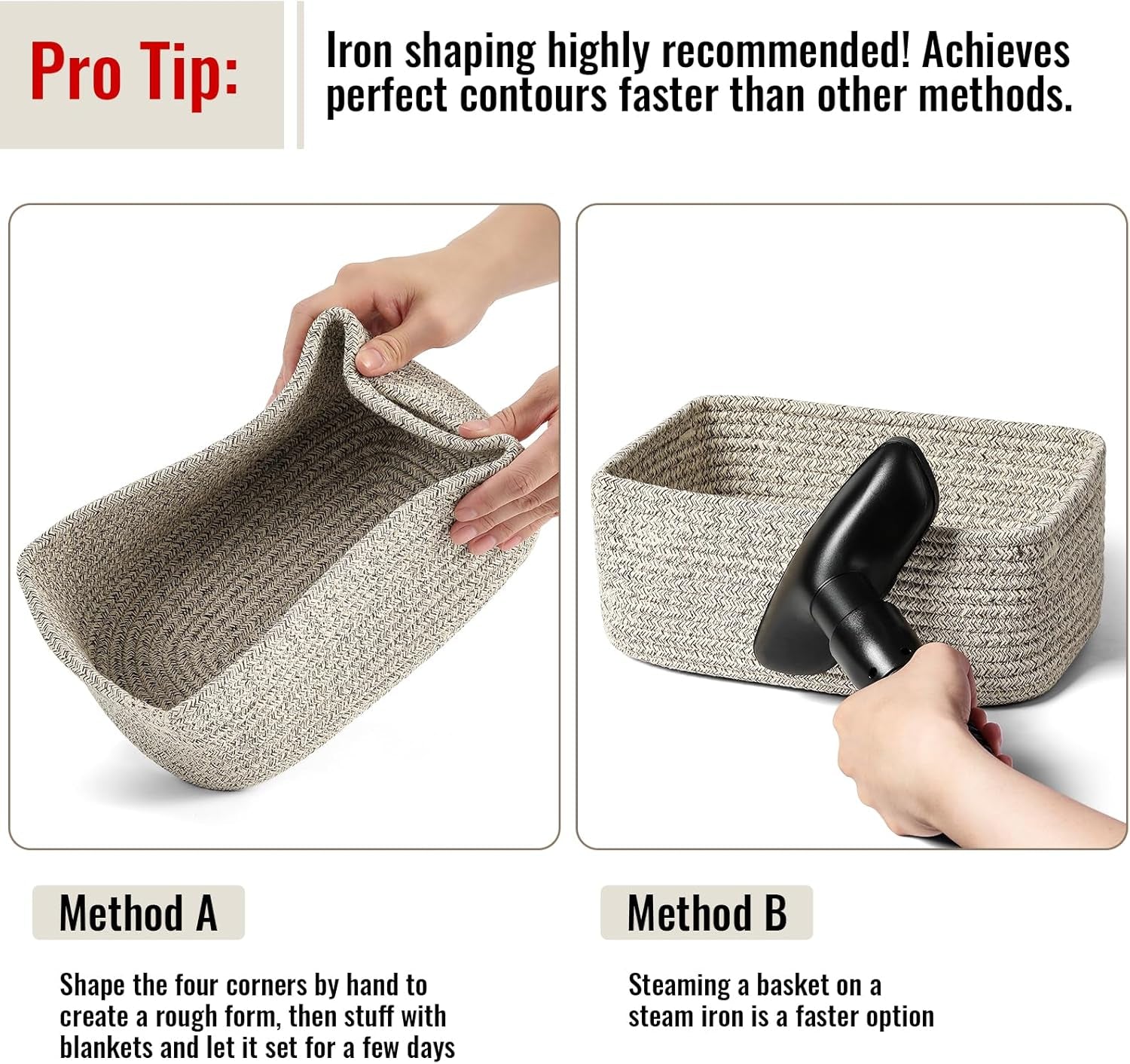8 Pack Small Storage Baskets for Organizing, Woven Rope Bins for Bathroom, Closet, Shelf Organizer, Cute Cube Decorative Box for Towels, Baby Nursery, Toys, Gift Empty Baskets - 11.5"X7.5"X4.7"-Brown