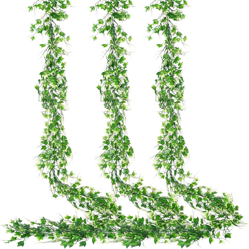 3-Pack Black Artificial Eucalyptus Garland with Flowers, Halloween & Fall Party Decor, Fake Floral Greenery for Wall Backdrop