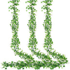 3-Pack Black Artificial Eucalyptus Garland with Flowers, Halloween & Fall Party Decor, Fake Floral Greenery for Wall Backdrop