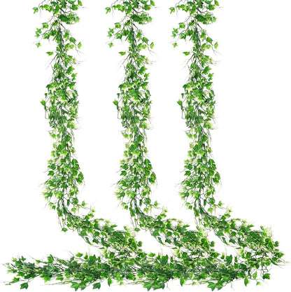 3-Pack Black Artificial Eucalyptus Garland with Flowers, Halloween & Fall Party Decor, Fake Floral Greenery for Wall Backdrop