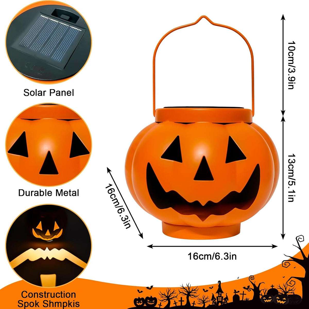 Weatherproof Halloween pumpkin lanterns for lawn garden porch and patio decor