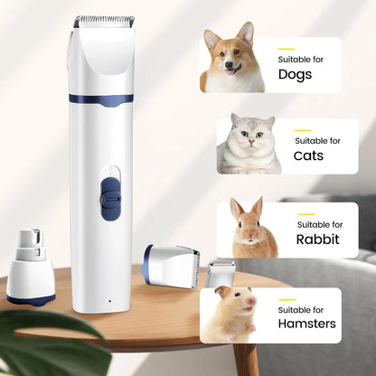 4-in-1 Cordless Pet Grooming Kit for Dogs & Cats – Clippers & Nail Grinder for Hair, Nails, Paws, Face & Ears