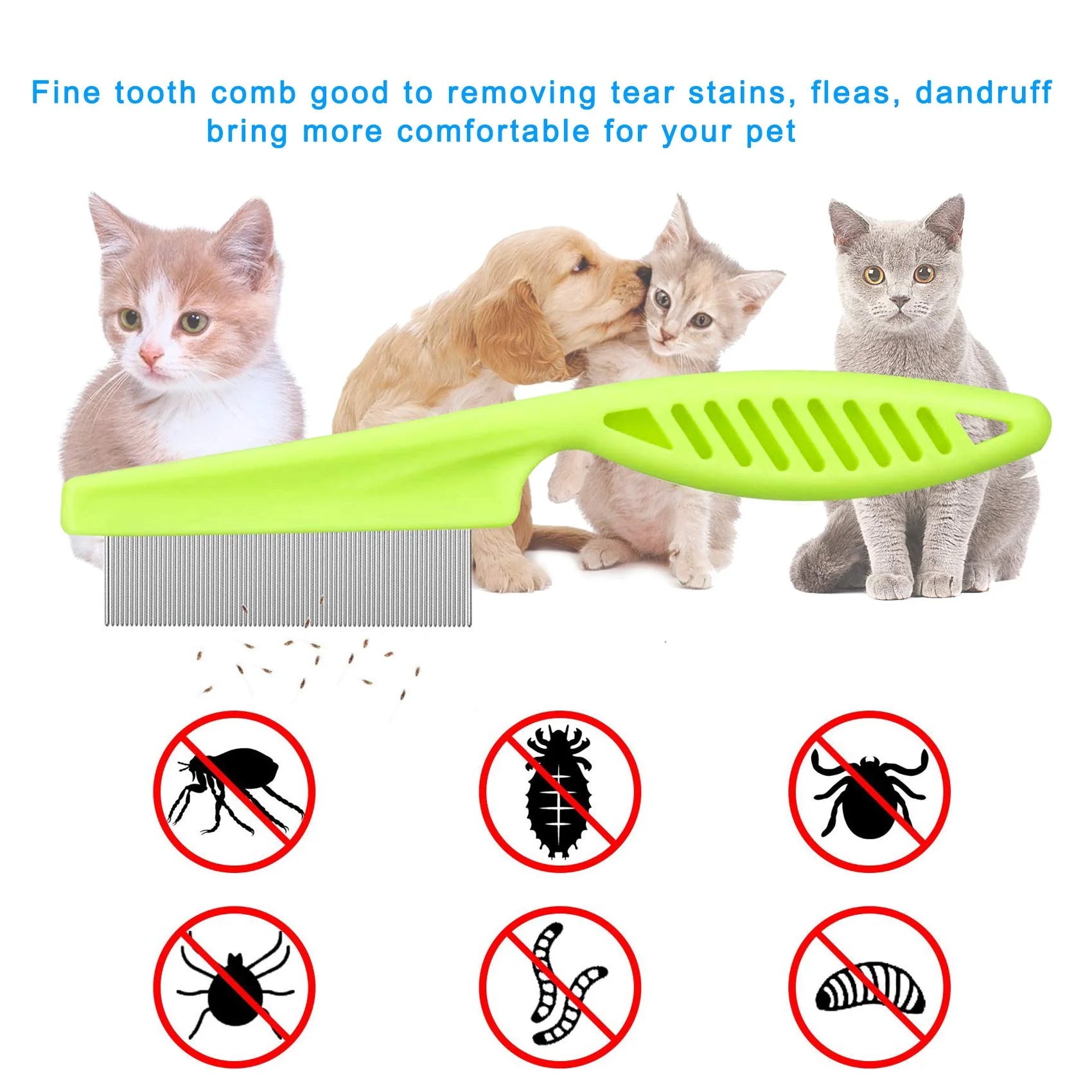 7 Pcs Pet Flea Lice Comb Dog Grooming Comb Stainless Steel Tick Combs Lice Remover Brush for Dog Cat
