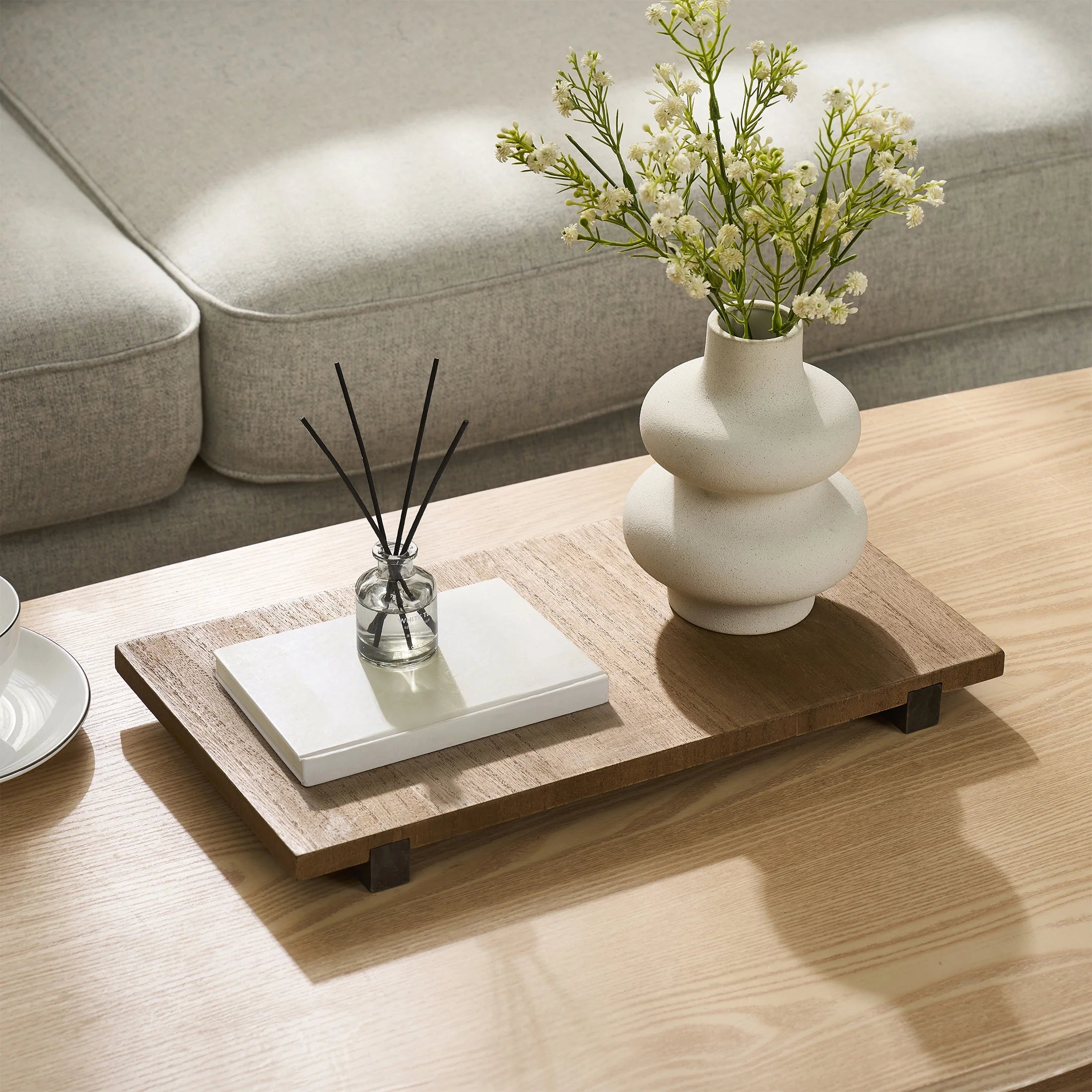 Home Décor Collection 8" X 15" Natural Wood Riser Decorative Tray