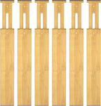 4-Pack Adjustable Bamboo Drawer Dividers, 12–17" for Kitchen, Closet, Dresser, Bedroom & Office Organization