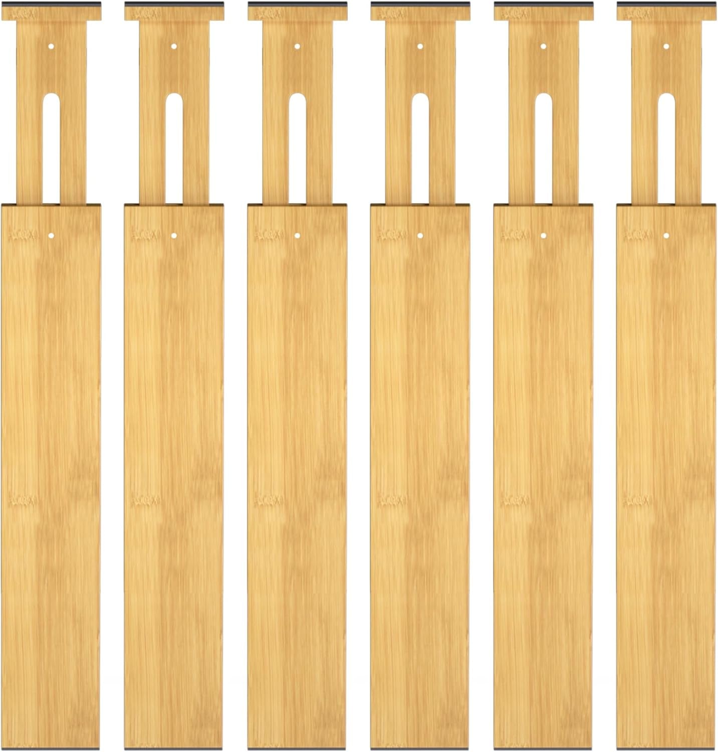 4-Pack Adjustable Bamboo Drawer Dividers, 12–17" for Kitchen, Closet, Dresser, Bedroom & Office Organization