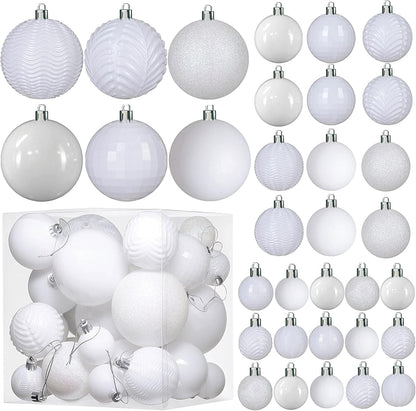  36-Piece Shatterproof Green Christmas Ornaments – 3 Sizes, 6 Styles with Hanging Loops for Tree, Wreath & Holiday Decor