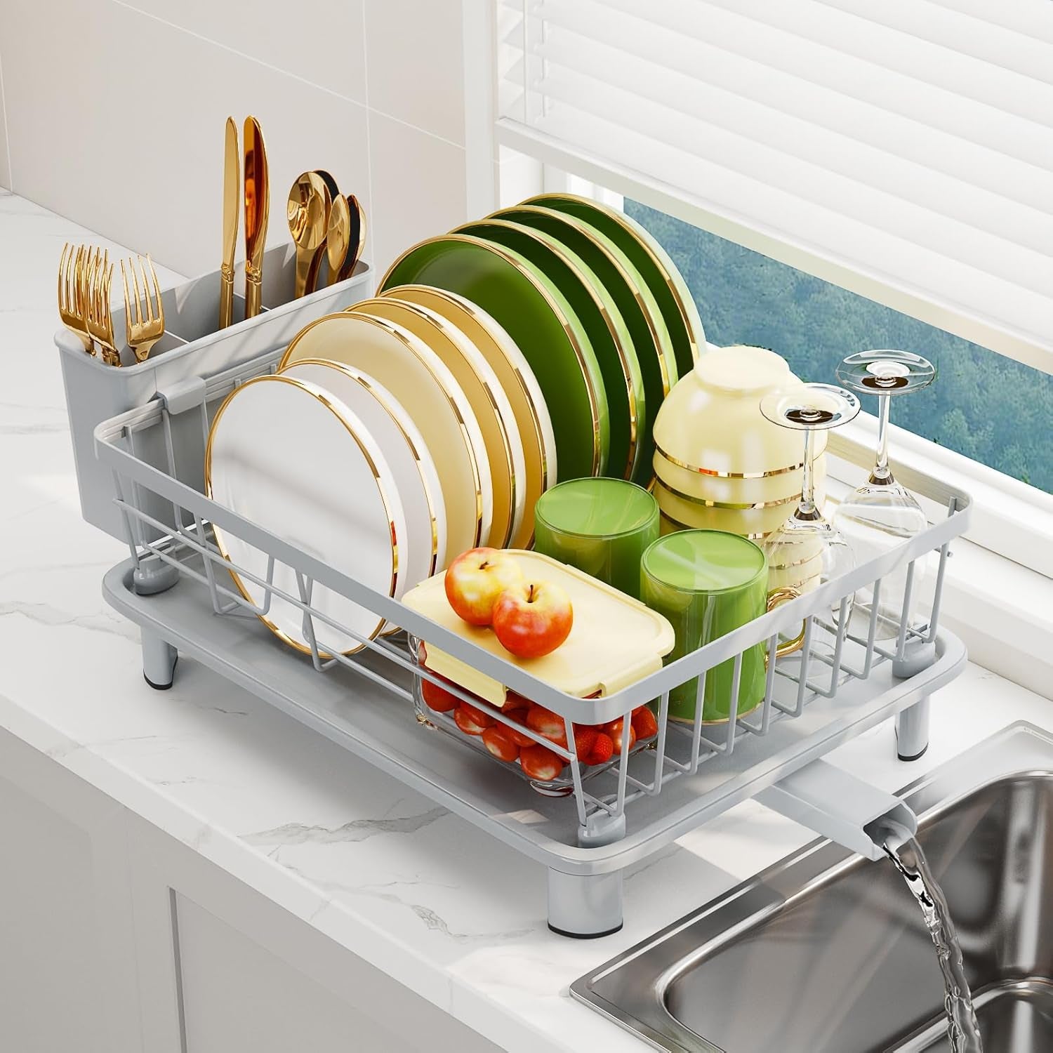 Stainless Steel Dish Drying Rack with Drip Tray