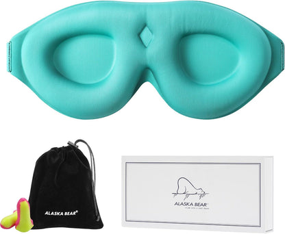 Memory Foam Sleep Mask – 3D Contoured Blackout Eye Mask with Earplugs, Soft & No Pressure on Eyelids, for Men & Women 