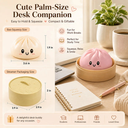 4-inch soft dumpling squishy toy with smiling bun design for stress relief