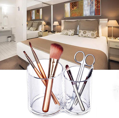 2-Pack Clear Plastic Qtip & Cotton Ball Holder Jars with Lids, Bathroom Storage Canisters (20oz & 10oz)