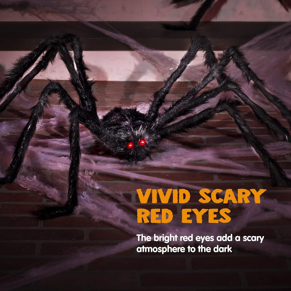 5 ft Halloween spider decorations with scary red eyes