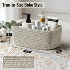 8 Pack Small Storage Baskets for Organizing, Woven Rope Bins for Bathroom, Closet, Shelf Organizer, Cute Cube Decorative Box for Towels, Baby Nursery, Toys, Gift Empty Baskets - 11.5"X7.5"X4.7"-Brown