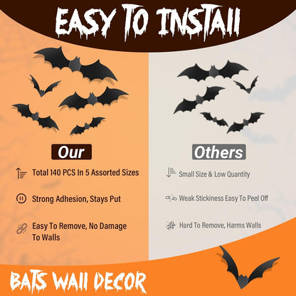Realistic flying bat decals for Halloween walls and windows