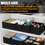 Drawer Organizer for Clothes, Dresser Drawer Organizer, 12 Pack, Black