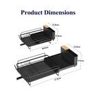 Large Dish Drying Rack - Extendable Dish Rack, Multifunctional Dish Rack for Kitchen Counter, Anti-Rust Dish Drainers with Cutlery & Cup Holders