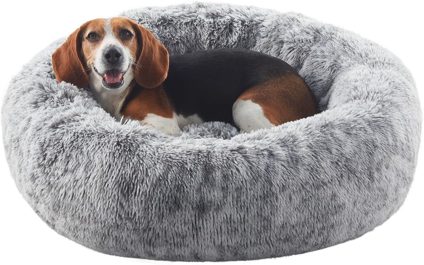 Donut Dog Bed for All Dogs Calming Plush Washable Round Bed 