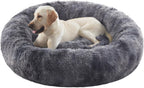 Donut Dog Bed for All Dogs Calming Plush Washable Round Bed 