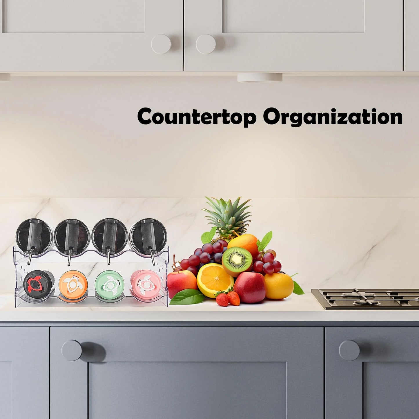 4-Pack Stackable Water Bottle Organizer, Plastic Cabinet & Fridge Storage Rack, Holds 16 Bottles, Kitchen & Pantry Cup Holder