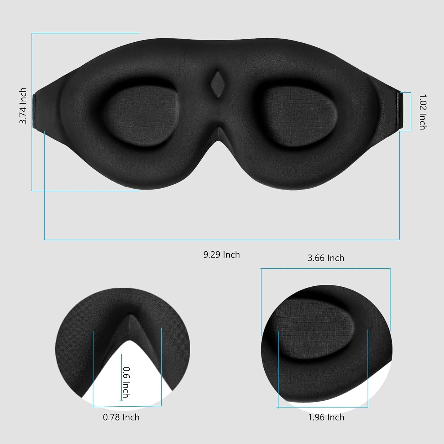 Memory Foam Sleep Mask – 3D Contoured Blackout Eye Mask with Earplugs, Soft & No Pressure on Eyelids, for Men & Women 