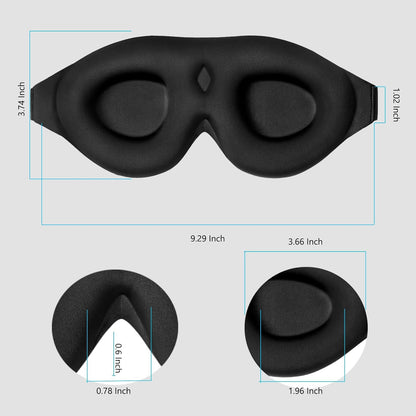 Memory Foam Sleep Mask – 3D Contoured Blackout Eye Mask with Earplugs, Soft & No Pressure on Eyelids, for Men & Women 