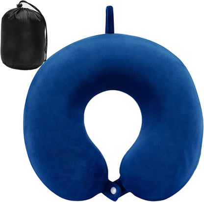 Upgraded Travel Neck Pillow – 100% Memory Foam for Airplane, Flight Headrest & Sleep, Portable Plane Accessory