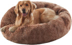 Donut Dog Bed for All Dogs Calming Plush Washable Round Bed 