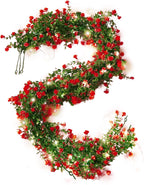 3-Pack Black Artificial Eucalyptus Garland with Flowers, Halloween & Fall Party Decor, Fake Floral Greenery for Wall Backdrop
