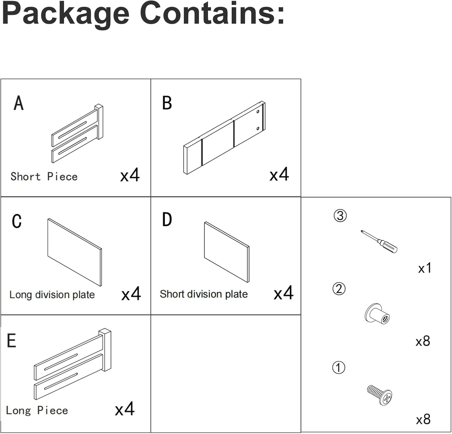 4.4" High Drawer Dividers with Inserts, Bamboo Drawer Dividers for Clothes, Expandable from 12-17.5", Adjustable Drawer Organizer for Bedroom, Kitchen & Office, 4 Dividers with 8 Insert.