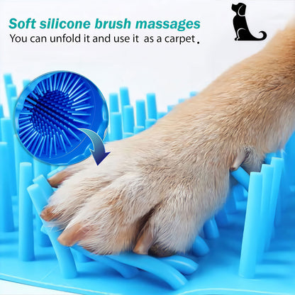 Portable Dog Paw Washer Set – Silicone Cleaner Cup with 3 Towels & Adjustable Bath Brush for Medium & Large Dogs