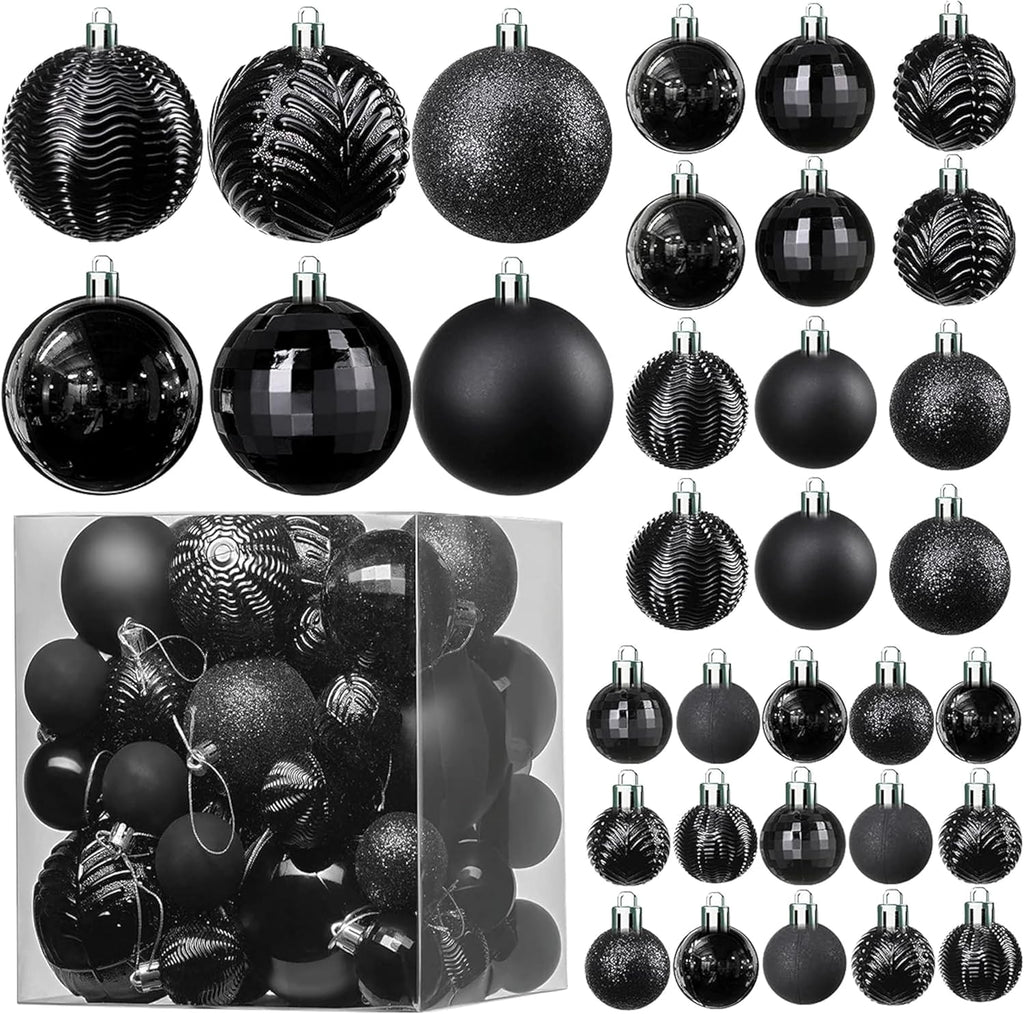 36-Piece Shatterproof Green Christmas Ornaments – 3 Sizes, 6 Styles with Hanging Loops for Tree, Wreath & Holiday Decor