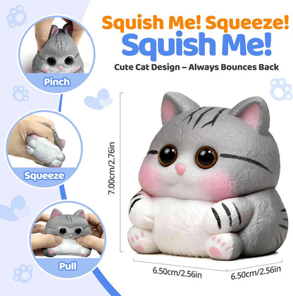 Cat Squishy Toys, Soft TPR Sensory Fidget Squeeze Toy