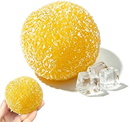 Red slow-rising fidget ball for hand exercises, focus, and relaxation