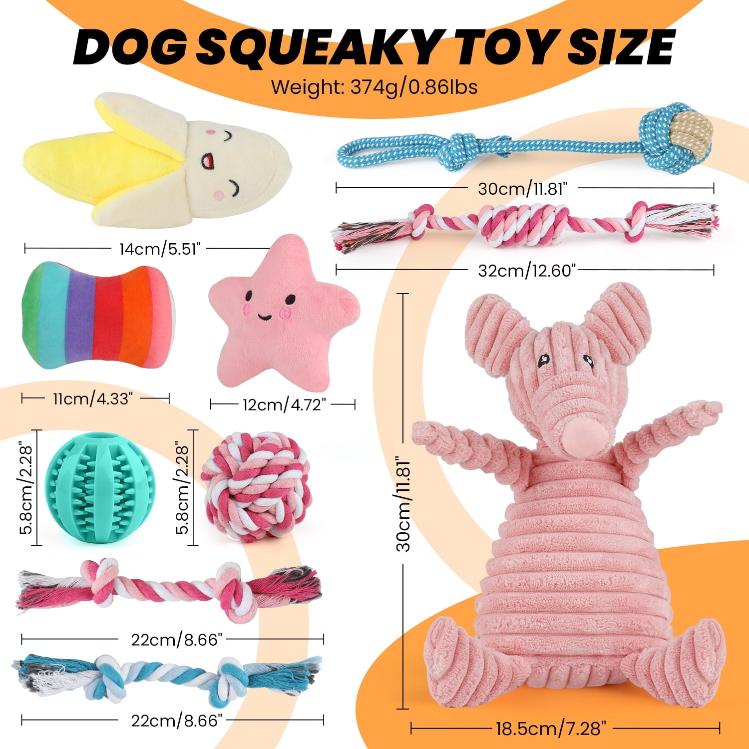 10-Pack Small Dog Puppy Chew Toys – Teething & Training Set with Plush Squeaky Toys, Treat Ball & Rope Toys (Pink Pig)