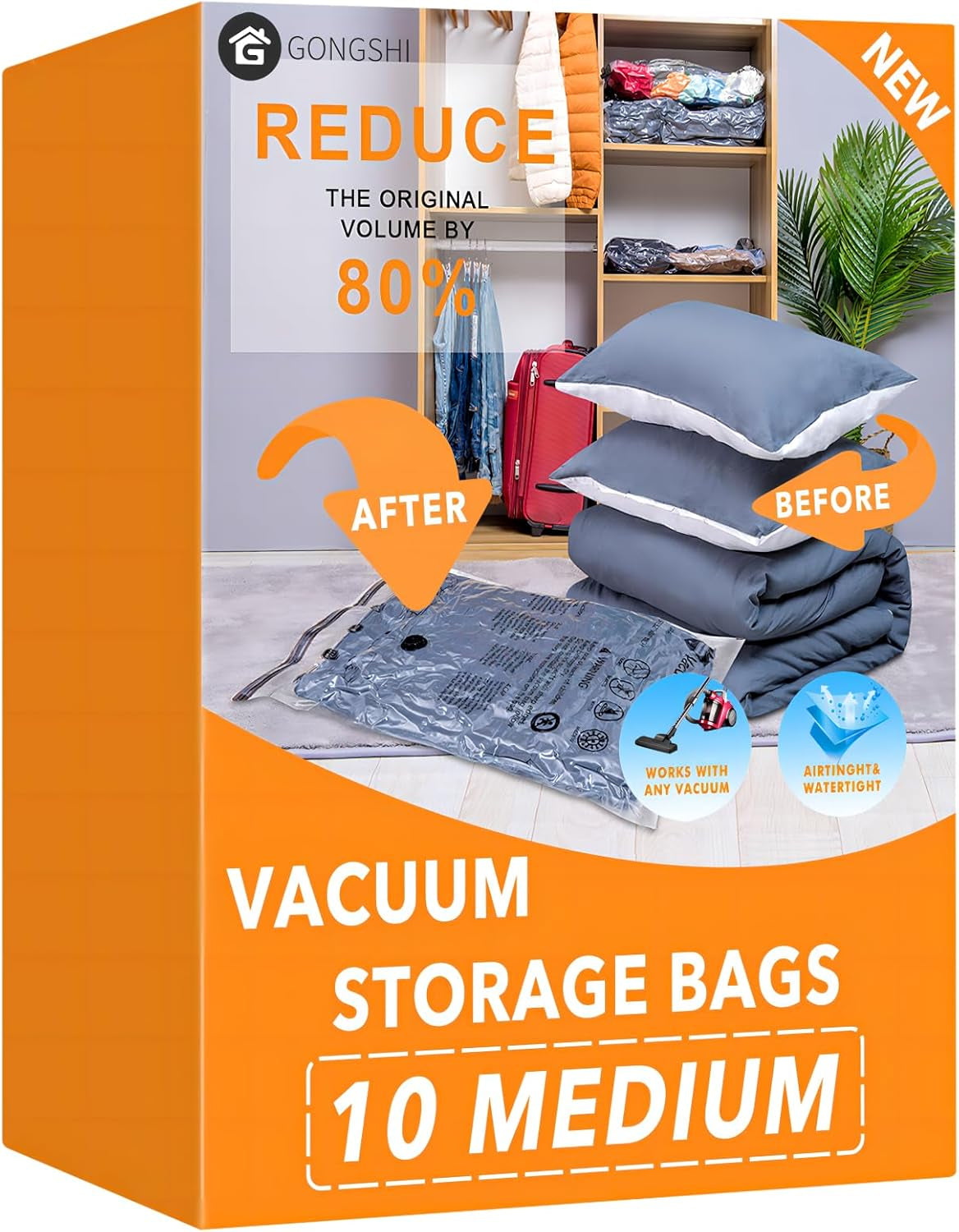24-Pack Vacuum Storage Bags with Electric Pump – Jumbo, Large, Medium, Small & Roll-Up Bags for Clothes, Bedding, Pillows & Travel