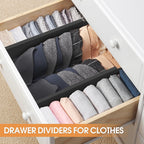 4-Pack Adjustable Bamboo Drawer Dividers, 12–17" for Kitchen, Closet, Dresser, Bedroom & Office Organization