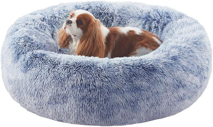 Donut Dog Bed for All Dogs Calming Plush Washable Round Bed 