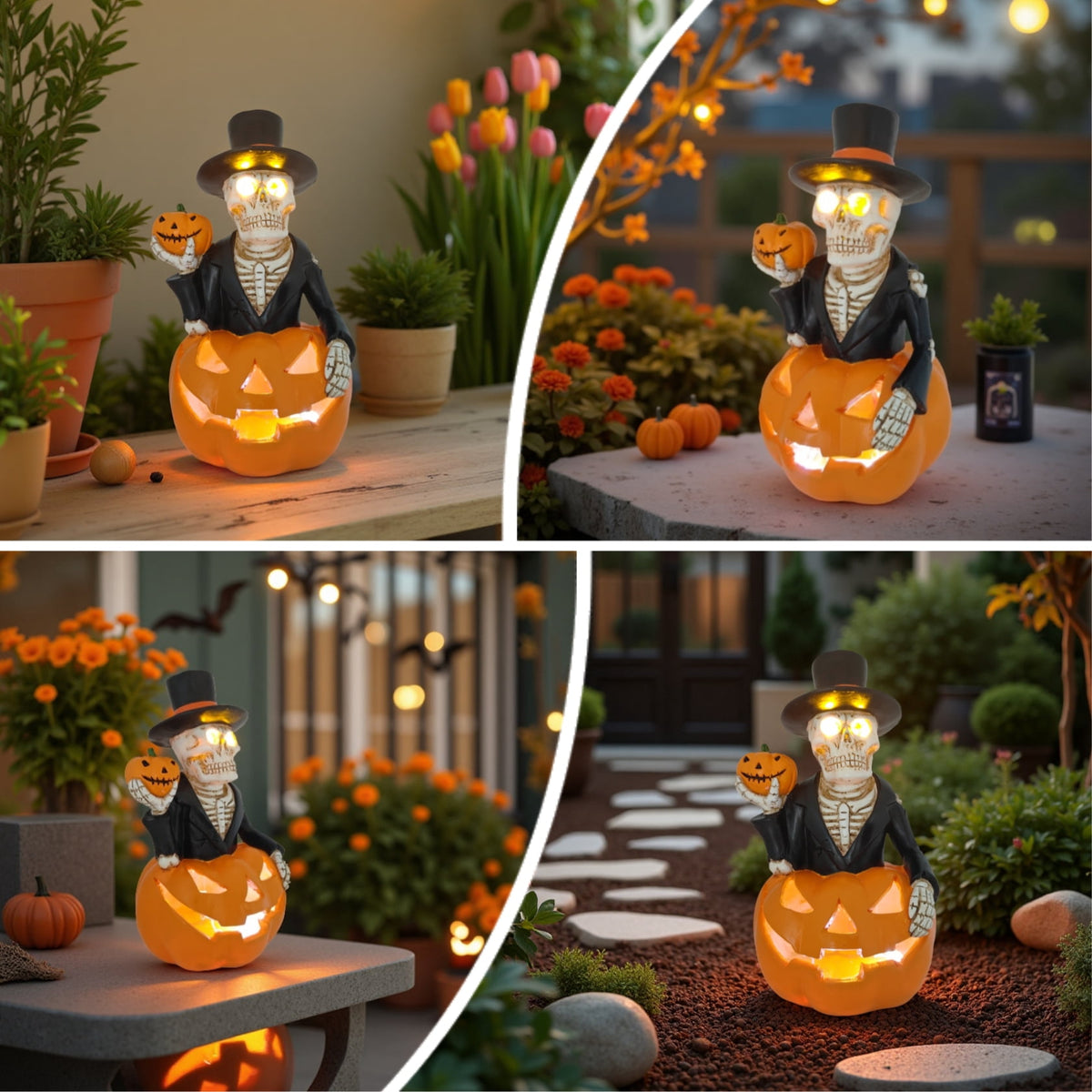 Solar Halloween skull light for porch patio and garden