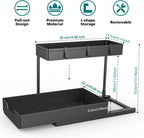 2-Pack Under Sink Organizer, 2-Tier Sliding Storage Drawers for Kitchen & Bathroom
