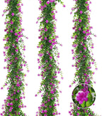3-Pack Black Artificial Eucalyptus Garland with Flowers, Halloween & Fall Party Decor, Fake Floral Greenery for Wall Backdrop