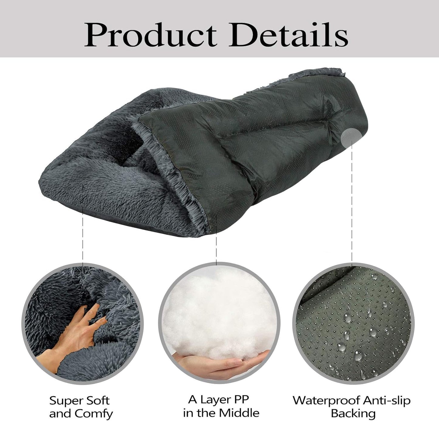 Calming Fluffy Dog & Cat Bed – Faux Fur Kennel Mat, Machine Washable, Anti-Slip, Comfy Pet Bed for Large & Medium Dogs